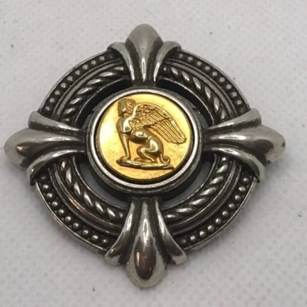 Brighton Vintage 2 Inch Silver And Gold Tone Griffin Pin/Brooch Euc